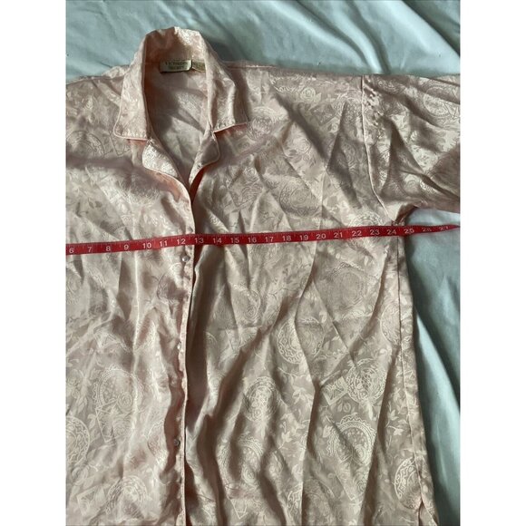 Victorias Secret Gold Label  Women Vintage Pink Satin Paisley Button Up Shirt M - Picture 2 of 8